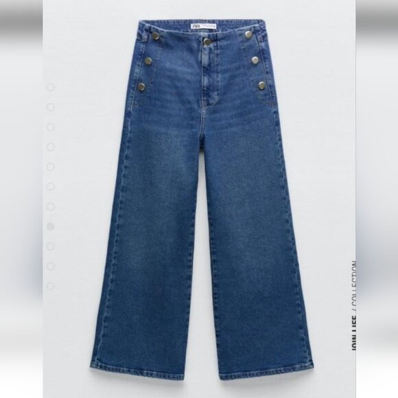 Zara Blue Marine Cropped Jeans - Picture 1 of 4